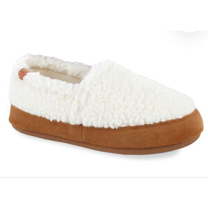 Women's Acorn White & Brown Sherpa Slippers Size 11-12 Women's Classic Moccasin